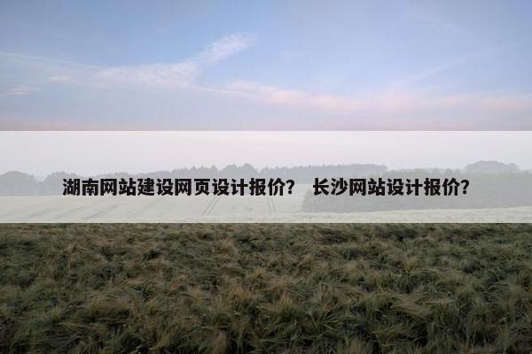 湖南网站建设网页设计报价？ 长沙网站设计报价？