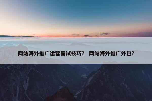 网站海外推广运营面试技巧？ 网站海外推广外包？