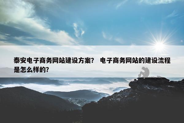 泰安电子商务网站建设方案？ 电子商务网站的建设流程是怎么样的？