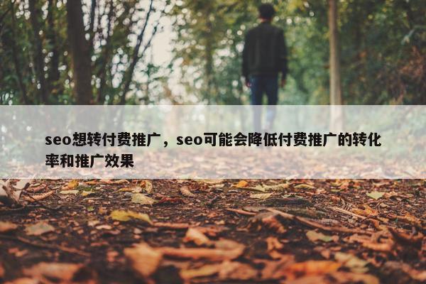 seo想转付费推广，seo可能会降低付费推广的转化率和推广效果