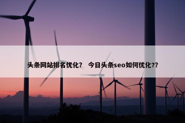 头条网站排名优化？ 今日头条seo如何优化?？