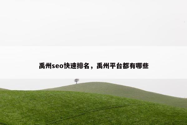 禹州seo快速排名，禹州平台都有哪些