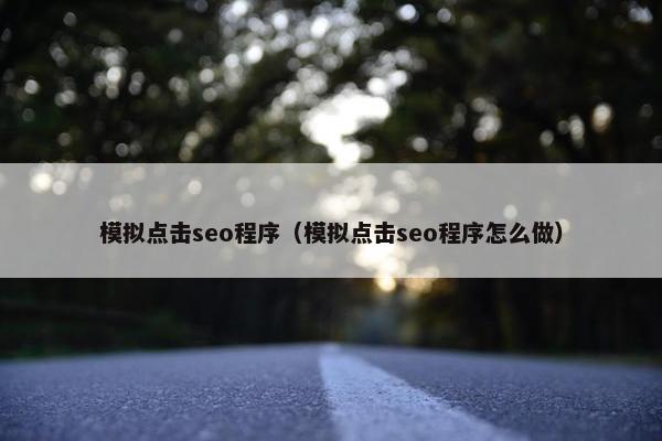 模拟点击seo程序（模拟点击seo程序怎么做）