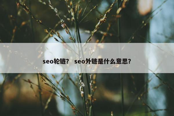 seo轮链？ seo外链是什么意思？