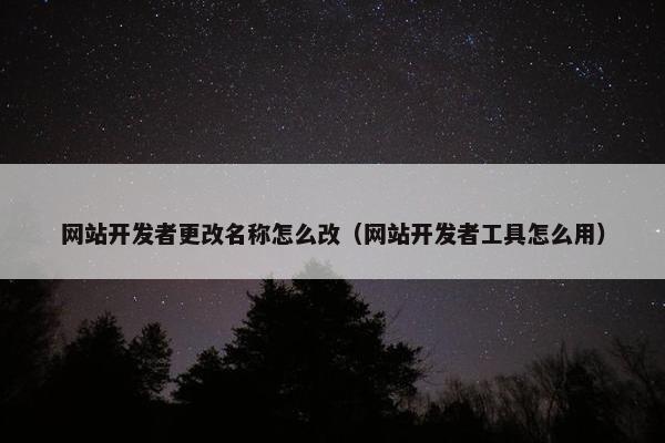 网站开发者更改名称怎么改（网站开发者工具怎么用）