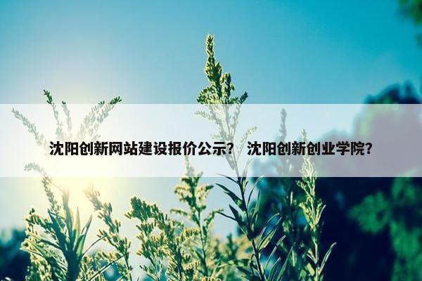 沈阳创新网站建设报价公示？ 沈阳创新创业学院？