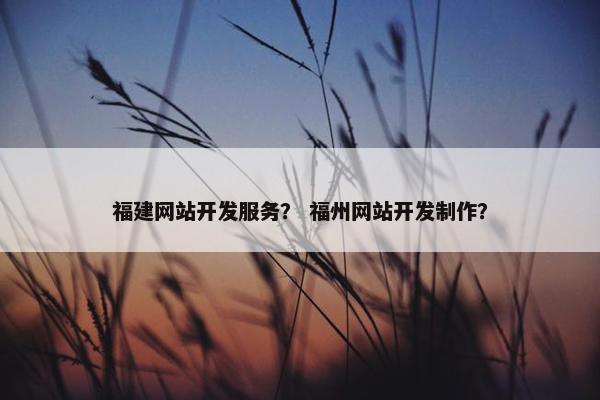 福建网站开发服务？ 福州网站开发制作？