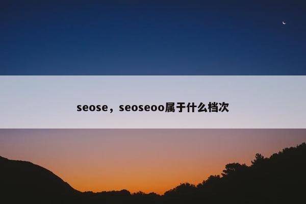 seose，seoseoo属于什么档次
