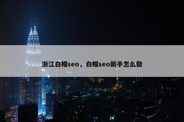 浙江白帽seo，白帽seo新手怎么做