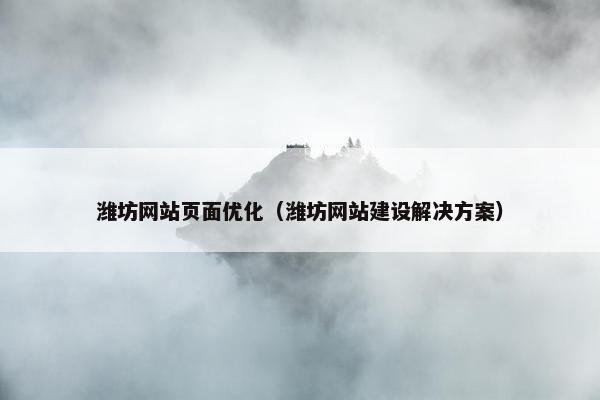 潍坊网站页面优化（潍坊网站建设解决方案）