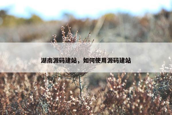 湖南源码建站，如何使用源码建站