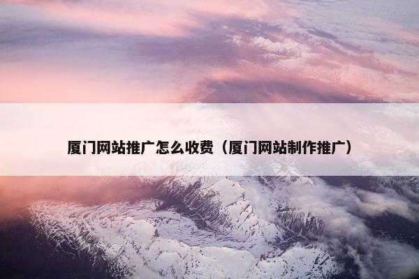 厦门网站推广怎么收费（厦门网站制作推广）
