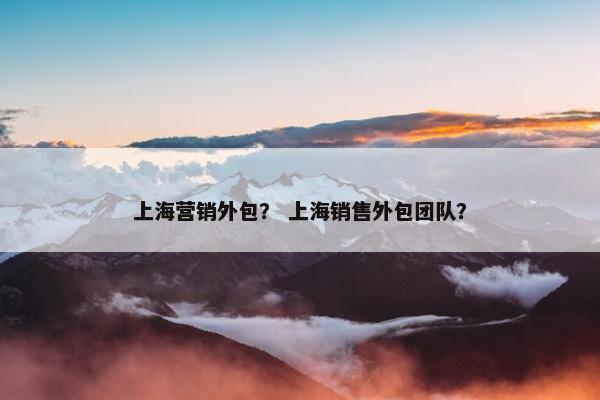 上海营销外包？ 上海销售外包团队？