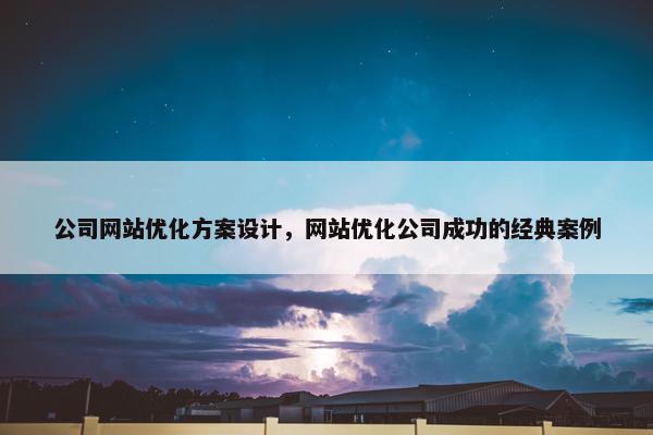 公司网站优化方案设计，网站优化公司成功的经典案例