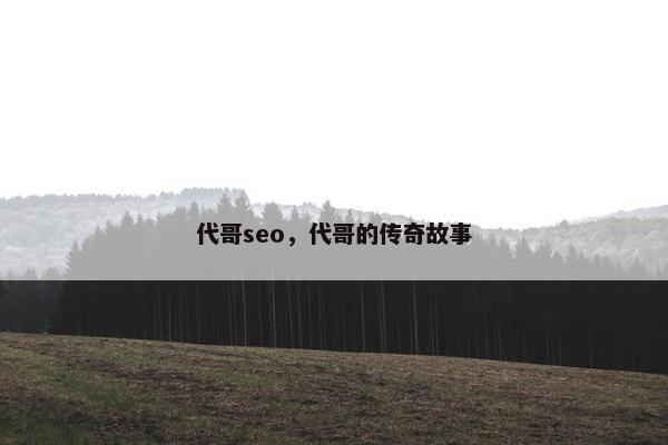 代哥seo，代哥的传奇故事