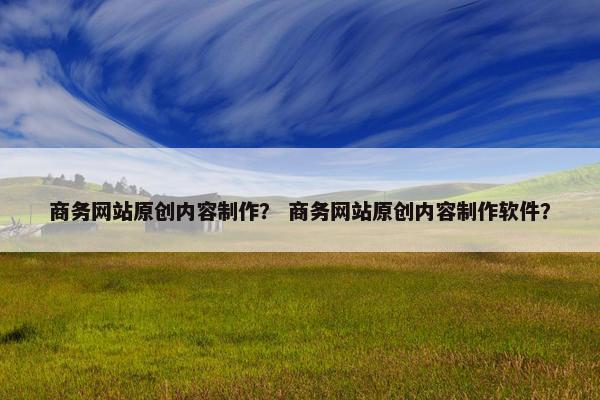 商务网站原创内容制作？ 商务网站原创内容制作软件？