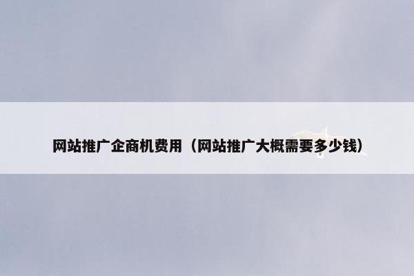 网站推广企商机费用（网站推广大概需要多少钱）
