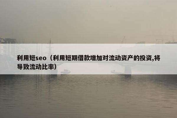 利用短seo（利用短期借款增加对流动资产的投资,将导致流动比率）