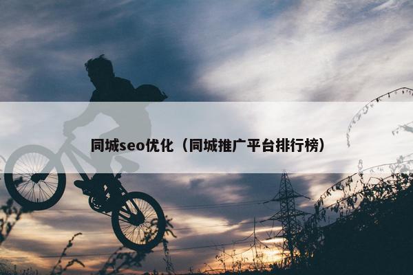 同城seo优化（同城推广平台排行榜）