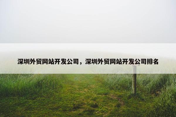 深圳外贸网站开发公司，深圳外贸网站开发公司排名