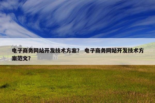 电子商务网站开发技术方案？ 电子商务网站开发技术方案范文？