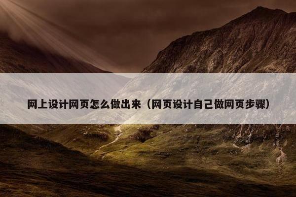 网上设计网页怎么做出来（网页设计自己做网页步骤）