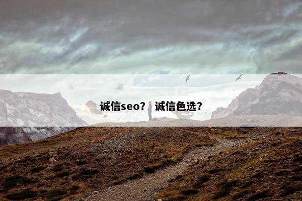 诚信seo？ 诚信色选？