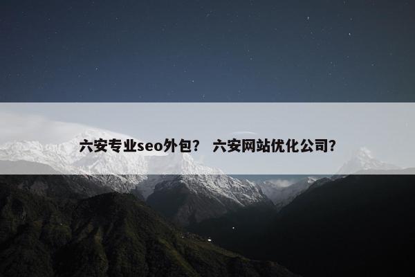 六安专业seo外包？ 六安网站优化公司？