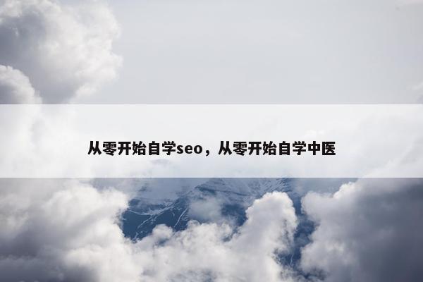 从零开始自学seo，从零开始自学中医