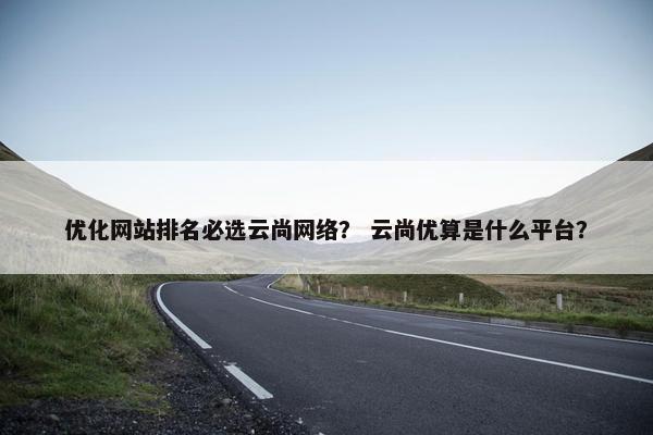优化网站排名必选云尚网络？ 云尚优算是什么平台？