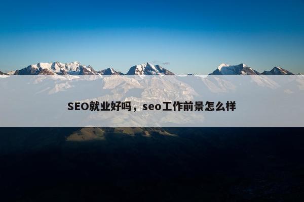 SEO就业好吗，seo工作前景怎么样