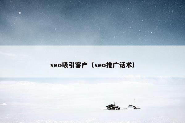 seo吸引客户（seo推广话术）