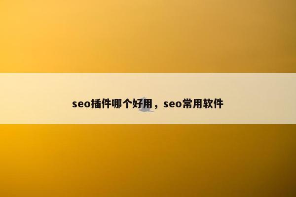 seo插件哪个好用，seo常用软件