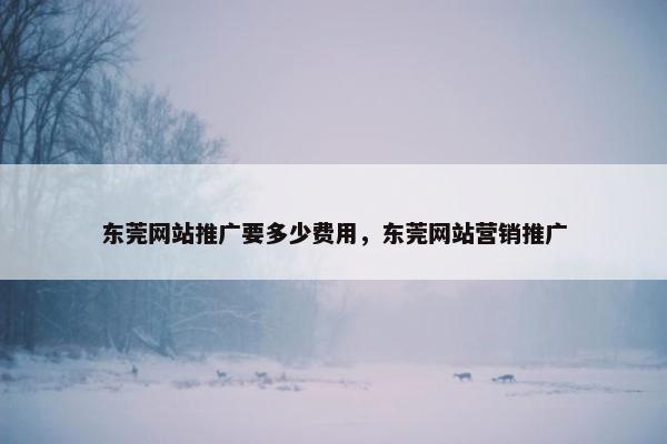 东莞网站推广要多少费用，东莞网站营销推广
