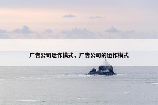 广告公司运作模式，广告公司的运作模式