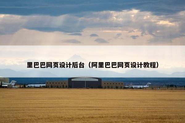 里巴巴网页设计后台（阿里巴巴网页设计教程）