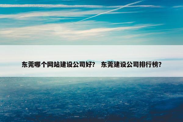 东莞哪个网站建设公司好？ 东莞建设公司排行榜？