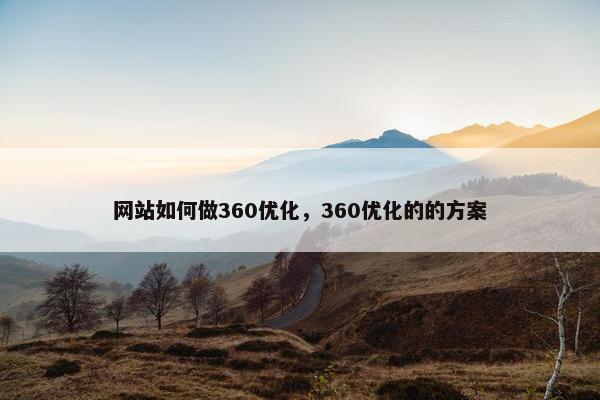网站如何做360优化，360优化的的方案
