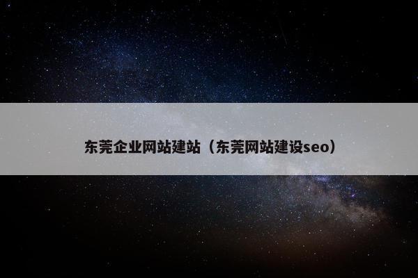 东莞企业网站建站（东莞网站建设seo）