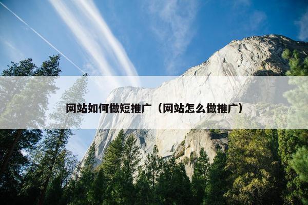 网站如何做短推广（网站怎么做推广）