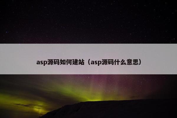 asp源码如何建站（asp源码什么意思）