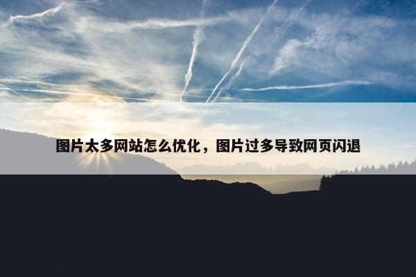 图片太多网站怎么优化，图片过多导致网页闪退