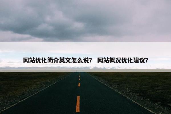 网站优化简介英文怎么说？ 网站概况优化建议？
