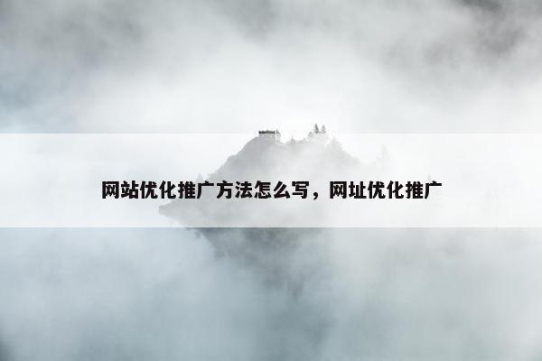 网站优化推广方法怎么写，网址优化推广