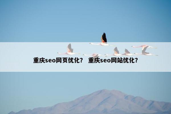 重庆seo网页优化？ 重庆seo网站优化？