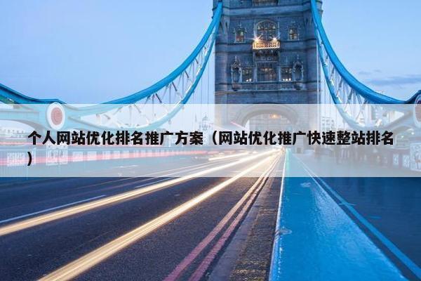 个人网站优化排名推广方案（网站优化推广快速整站排名）