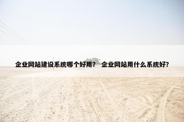 企业网站建设系统哪个好用？ 企业网站用什么系统好？