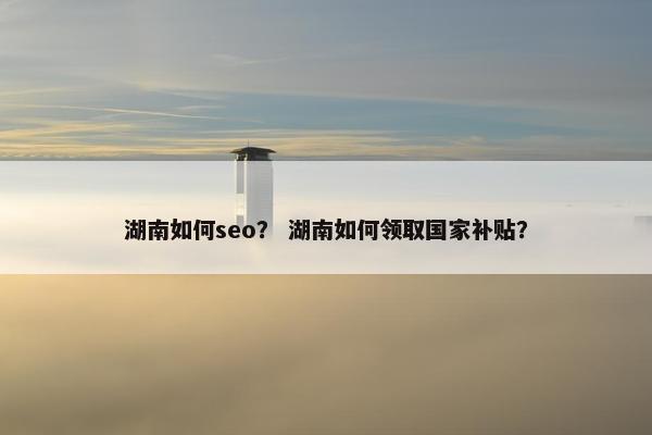 湖南如何seo？ 湖南如何领取国家补贴？