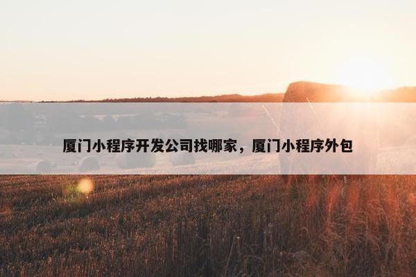 厦门小程序开发公司找哪家，厦门小程序外包