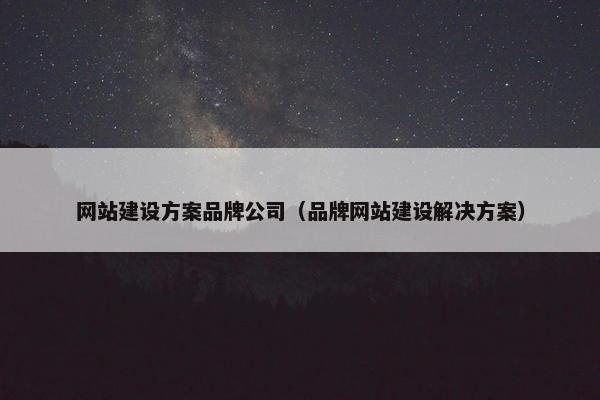 网站建设方案品牌公司（品牌网站建设解决方案）